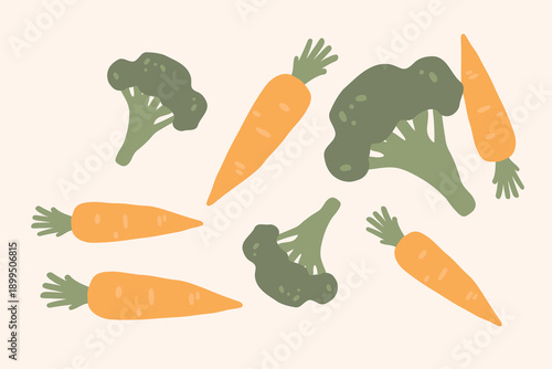 Art & Illustration Fresh Vegetable Mix Banner, Vector Illustration