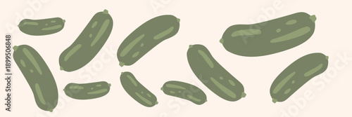 Art & Illustration Fresh Vegetable Mix Banner, Vector Illustration