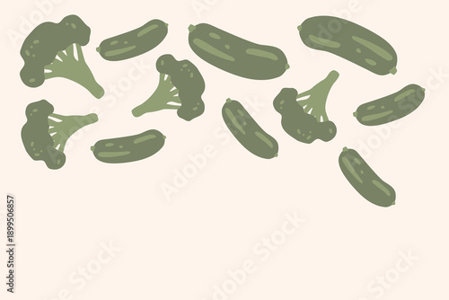 Art & Illustration Fresh Vegetable Mix Banner, Vector Illustration