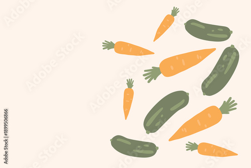 Art & Illustration Fresh Vegetable Mix Banner, Vector Illustration