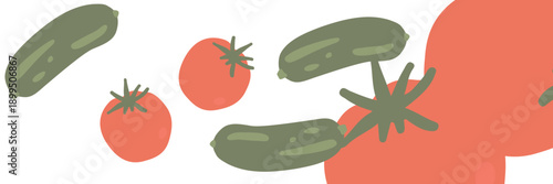 Art & Illustration Fresh Vegetable Mix Banner, Vector Illustration