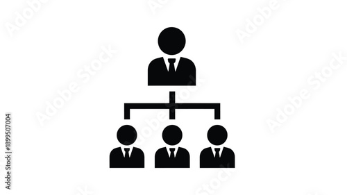 a hierarchical structure depicted with a central figure and supporting subordinates silhouette