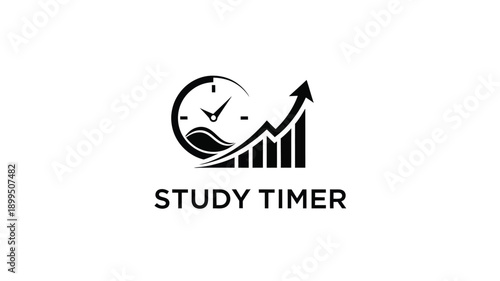 clock and graph icon showing study timer progress a modern silhouette