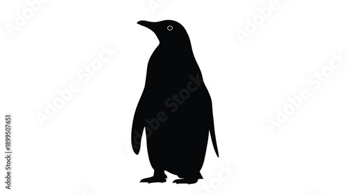 a simple black penguin standing upright against a white background silhouette