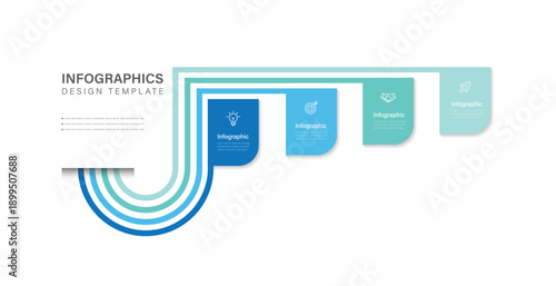 Business data visualization. 4 Step timeline journey. Process diagram, presentation Infographic elements vector illustration.