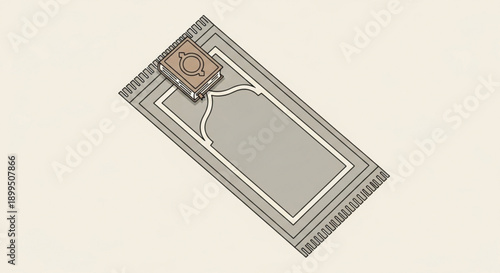 Prayer Rug with Quran on White Background, Islamic, Spiritual and Ramadan, Isolated