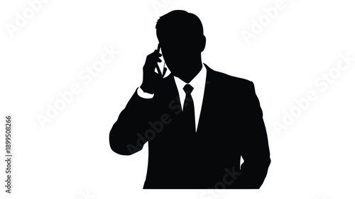 a man in a suit talking on the phone a striking silhouette