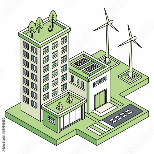 Sustainable urban living with renewable energy sources integrated into city architecture