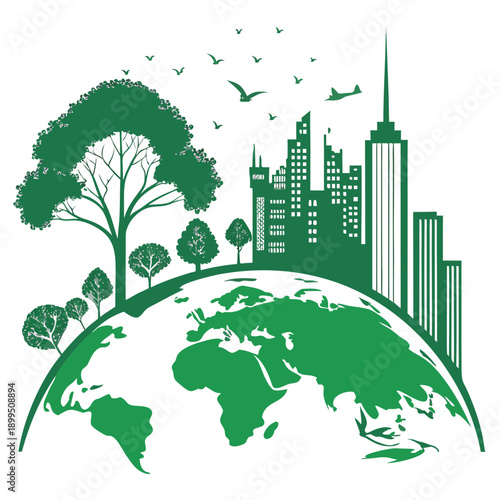 Sustainable urban development balancing nature and modern city life
