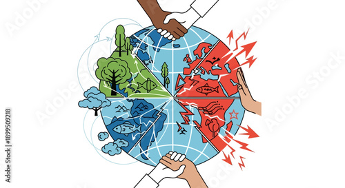 Global Environmental Contrast Hands on Globe