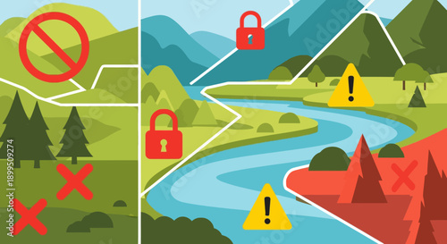 Environmental conservation protected area versus polluted land