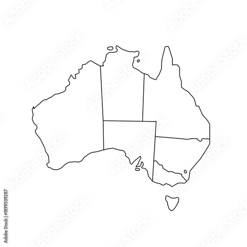 Australia Map White Silhouette with Detailed Regions – Editable Layered EPS | Australia Outline Vector