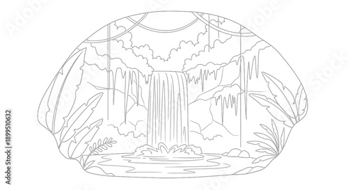 Sweater with waterfall landscape design.