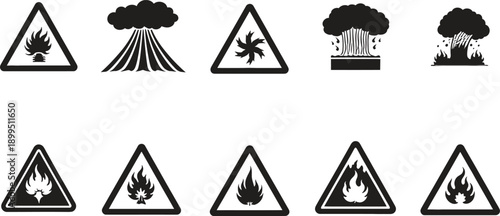 blackandwhite warning signs for hazardous materials  caution symbols