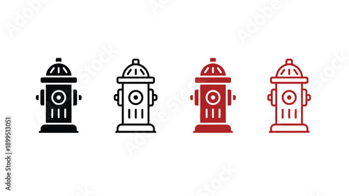 Four fire hydrant icons in different colors on white background
