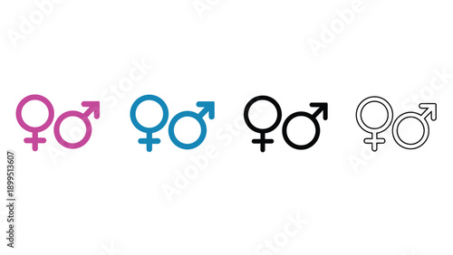 Gender equality symbols on white background