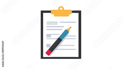 Clipboard with a pencil on a document for writing and editing