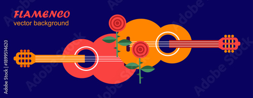  flamenco vector colorful poster with guitar