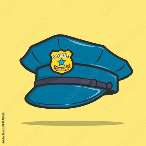 Police hat illustration, vector, icon isolated for uniform, officer, and safety designs.