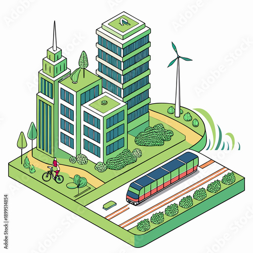 Sustainable urban living with eco-friendly infrastructure and renewable energy sources