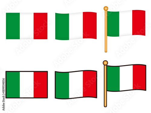 イタリアの国旗のイラスト素材セット
