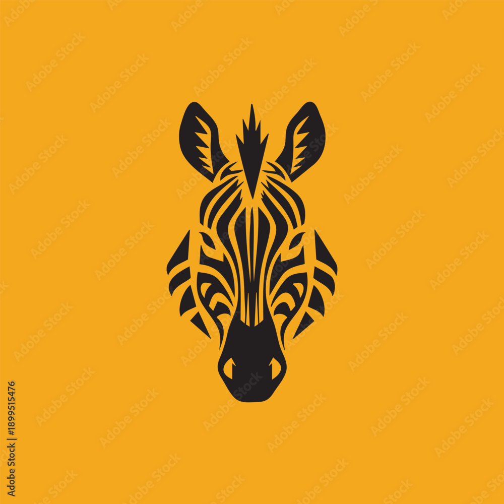 Fototapeta premium Zebra Head Silhouette Minimal Animal Icon