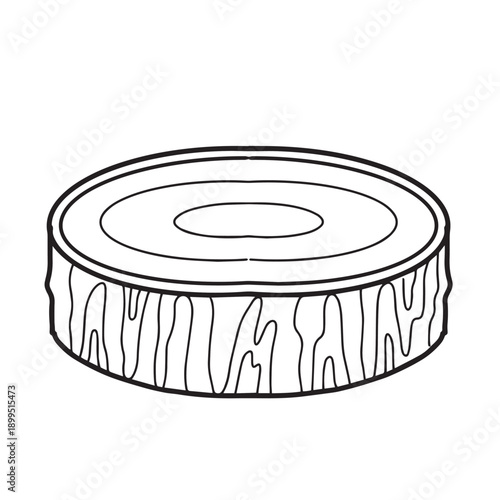 Wooden Log Slice Line Art Illustration