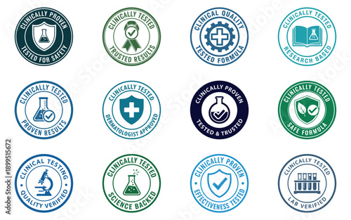 Set of Certified Trust Badges and Quality Assurance Seals for Medical, Science, and Education Use