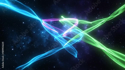 Vibrant Neon Lights in Space Animation.