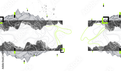 Abstract art wireframe background. Modern science or technology art elements. Surface illustration.