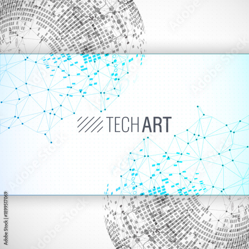 Abstract communication technology design background with highlighted blue sector.