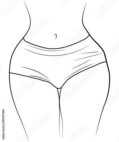 Woman legs swimsuit panties bikini hand drawing