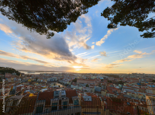 sunset over the city