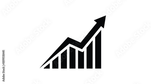 a black upward trending graph and bar chart design simple silhouette