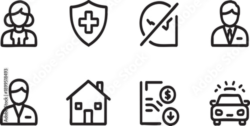 Insurance Services and Protection Policy Icon Set