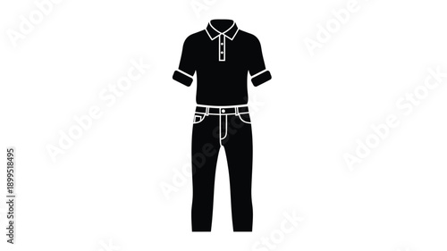 a black silhouette of a man wearing a button down shirt and trousers