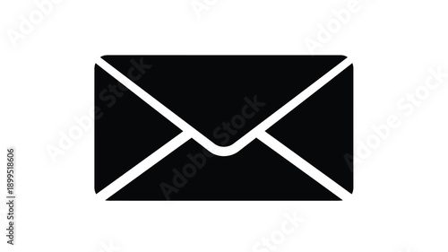 black and white envelope icon with intersecting lines a simple silhouette