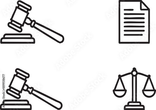 Law and Justice Justice System Linear Icon Collection