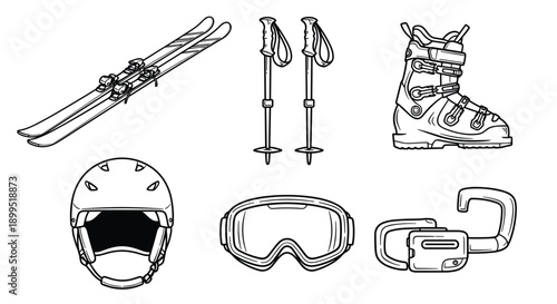 Essential gear for winter sports enthusiasts engaging in skiing and snowboarding activities Vector