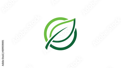 elegant green leaf design with swirling lines and a modern silhouette