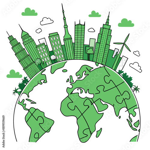 Global network of interconnected green cities and technology hubs
