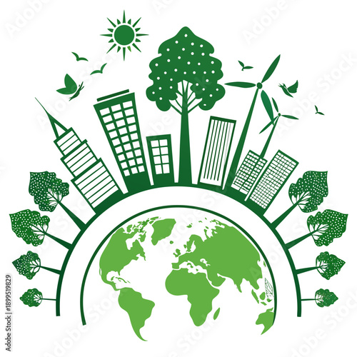 Sustainable urban development harmonizing with nature and technology