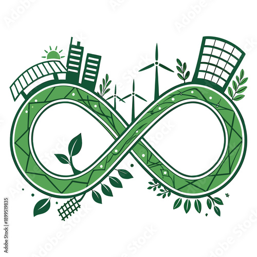 Sustainable city development with green infrastructure and renewable energy