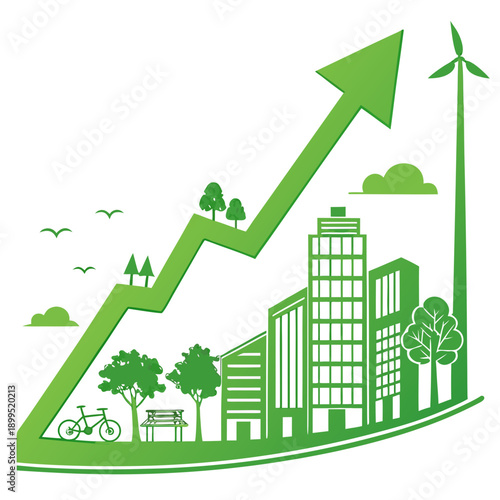 Sustainable urban growth and economic development illustration