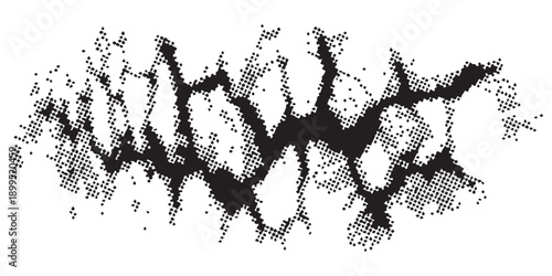 Abstract Black and White Halftone Pattern with Jagged Lines.