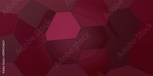Abstract Geometric Pattern of Red and Burgundy Hexagons.