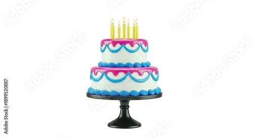 Two-Tiered Birthday Cake with Candles