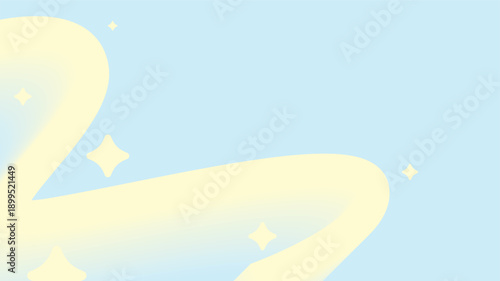Pastel Blue and Yellow Tone Gradient Background of Curved Lines with Rounded Stars