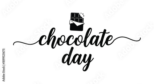 Chocolate day lettering with a dark chocolate bar silhouette