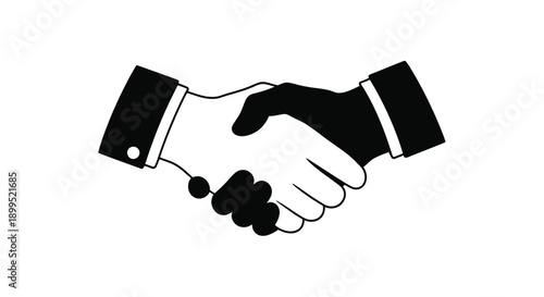 Two hands shaking in agreement a striking black silhouette